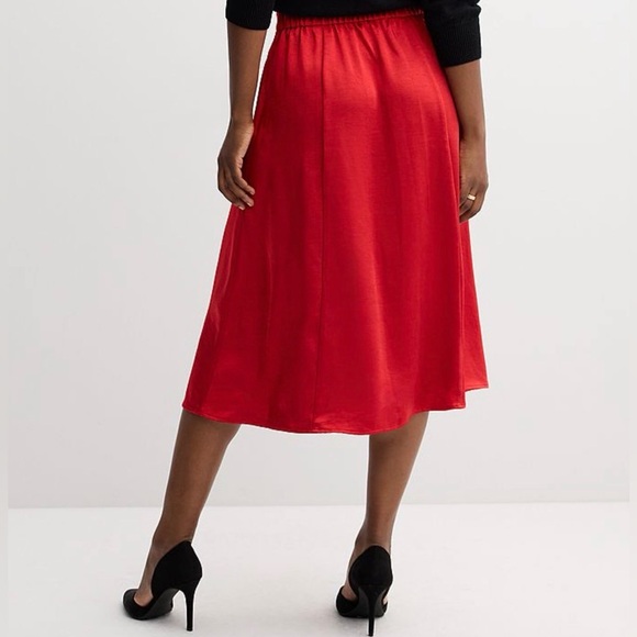 Draper James Brilliant Red Satin A-Line Pull On Skirt Size XXL - Picture 2 of 9